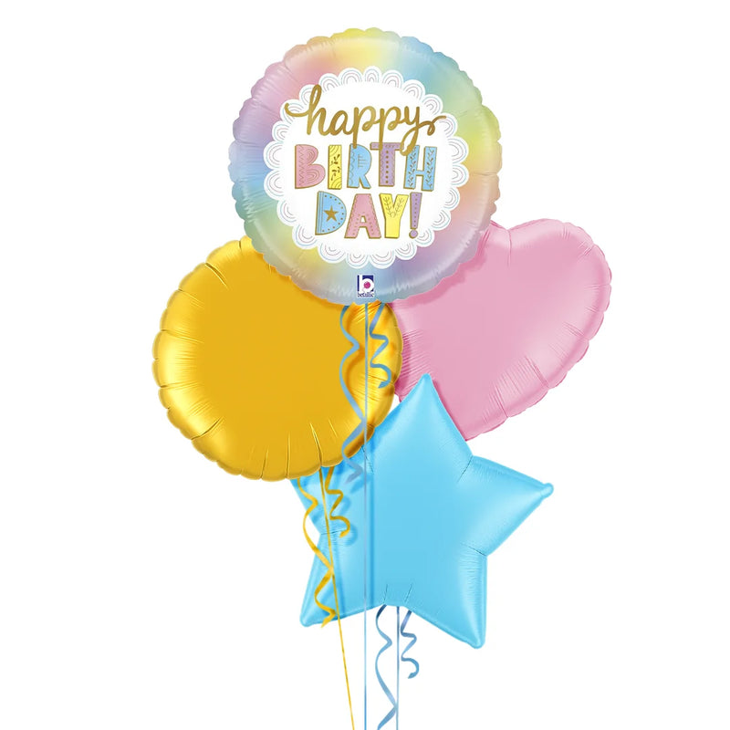 Opal Birthday Rainbow Holographic Birthday Foil Balloon Bouquet