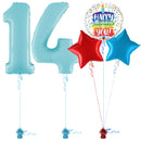 Pastel Blue 14th Birthday Balloon Bouquet Set