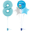 Pastel Blue 8th Birthday Balloon Bouquet Set