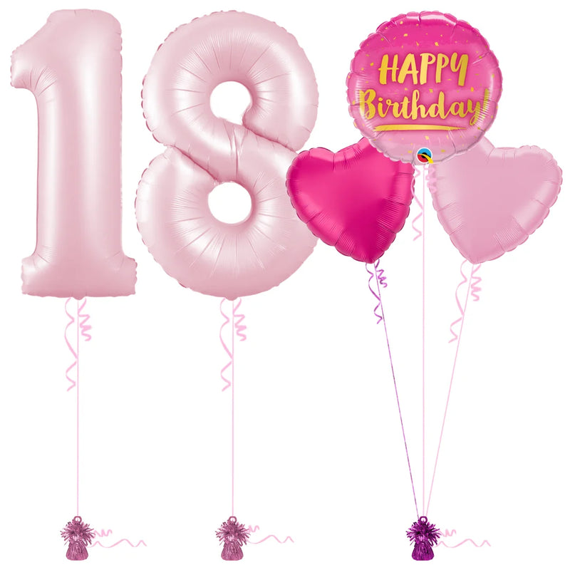Pastel Pink 18th Birthday Balloon Bouquet Set