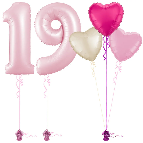 Pastel Pink 19th Birthday Balloon Bouquet Set