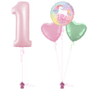 Pastel Pink 1st Birthday Balloon Bouquet Set