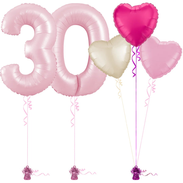 Pastel Pink 30th Birthday Balloon Bouquet Set