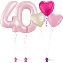Pastel Pink 40th Birthday Balloon Bouquet Set