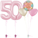 Pastel Pink 50th Birthday Balloon Bouquet Set