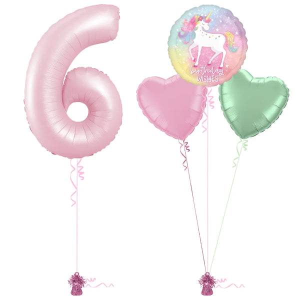 Pastel Pink 6th Birthday Balloon Bouquet Set