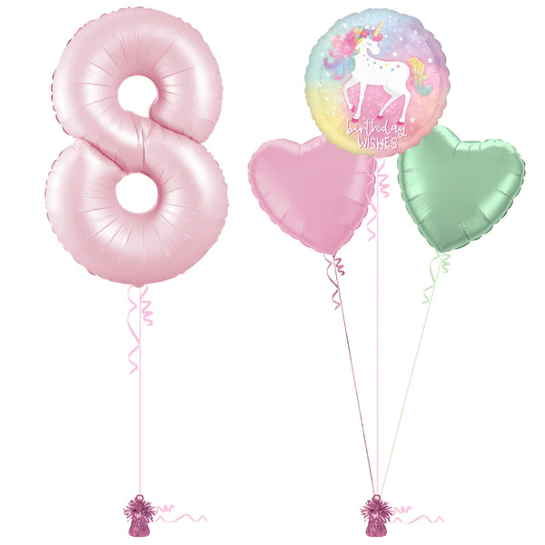 Pastel Pink 8th Birthday Balloon Bouquet Set