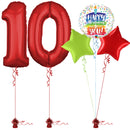 Red 10th Birthday Balloon Bouquet Set