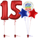 Red 15th Birthday Balloon Bouquet Set