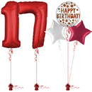 Red 17th Birthday Balloon Bouquet Set