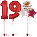 Red 19th Birthday Balloon Bouquet Set