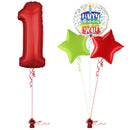 Red 1st Birthday Balloon Bouquet Set