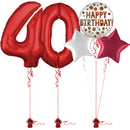 Red 40th Birthday Balloon Bouquet Set