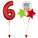 Red 6th Birthday Balloon Bouquet Set