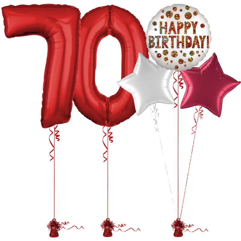 Red 70th Birthday Balloon Bouquet Set