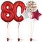 Red 80th Birthday Balloon Bouquet Set