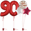 Red 90th Birthday Balloon Bouquet Set