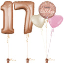 Rose Gold 17th Birthday Balloon Bouquet Set