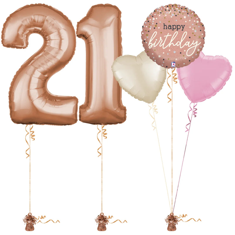 Rose Gold 21st Birthday Balloon Bouquet Set