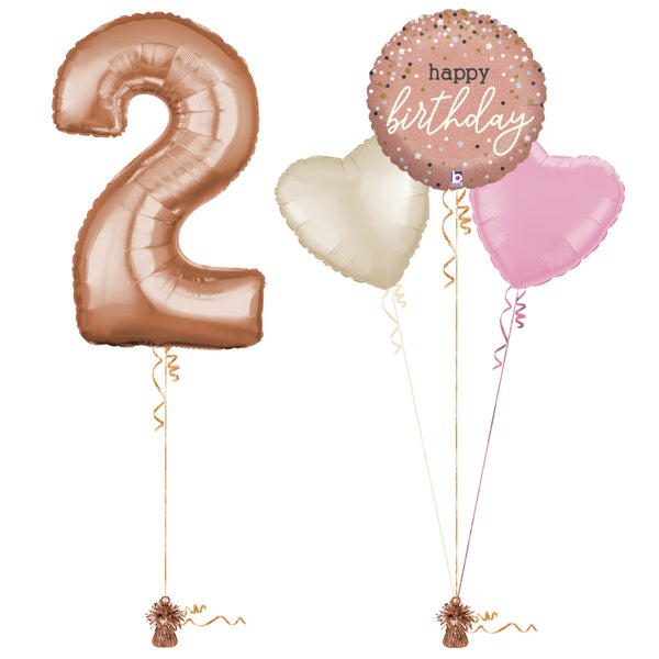 Rose Gold 2nd Birthday Balloon Bouquet Set