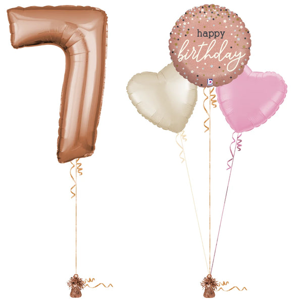 Rose Gold 7th Birthday Balloon Bouquet Set