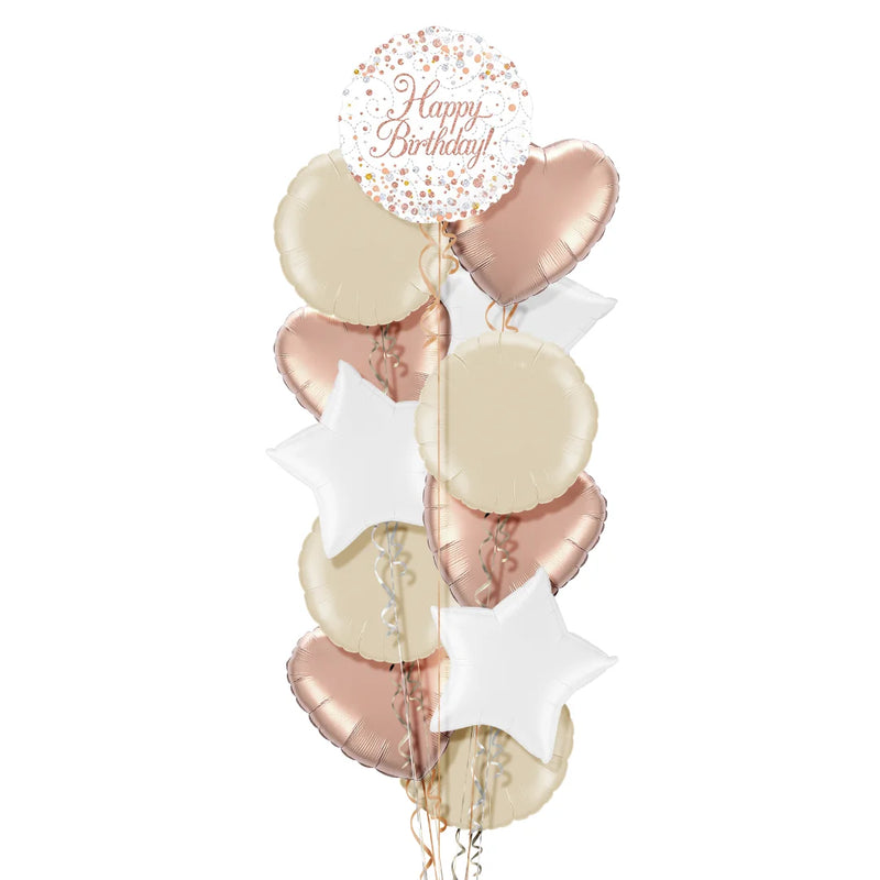 Happy Birthday Rose Gold Balloon Bouquet
