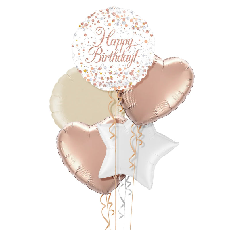 Happy Birthday Rose Gold Balloon Bouquet