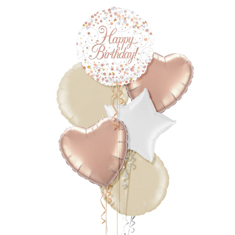 Happy Birthday Rose Gold Balloon Bouquet