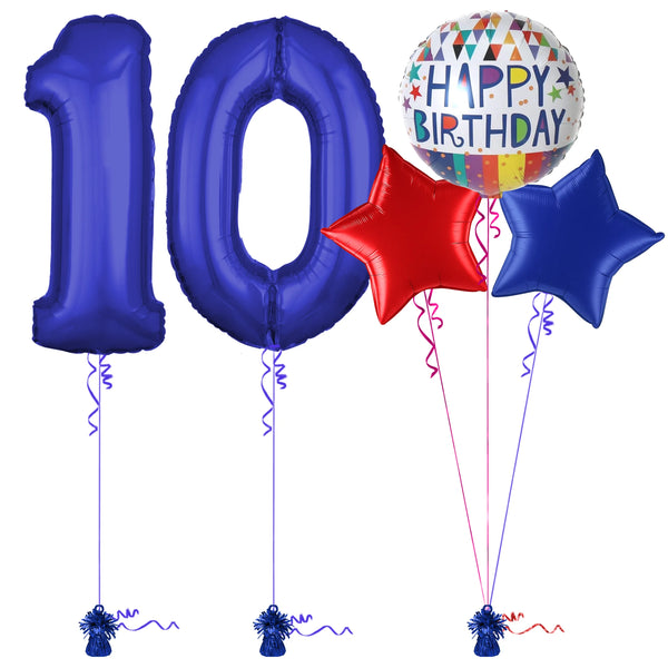 Royal Blue 10th Birthday Balloon Bouquet Set