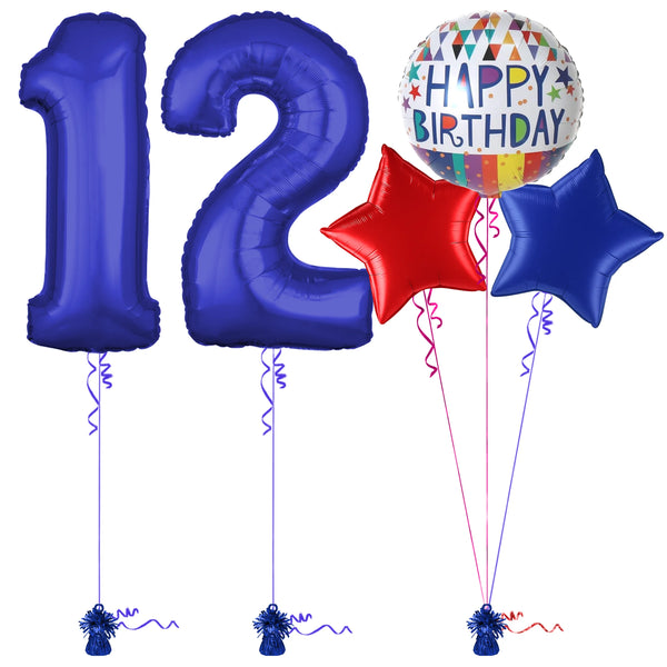 Royal Blue 12th Birthday Balloon Bouquet Set