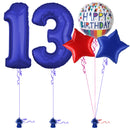 Royal Blue 13th Birthday Balloon Bouquet Set