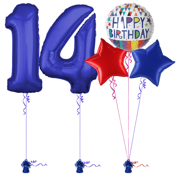 Royal Blue 14th Birthday Balloon Bouquet Set