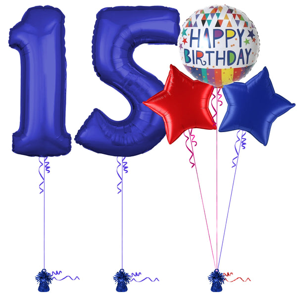 Royal Blue 15th Birthday Balloon Bouquet Set