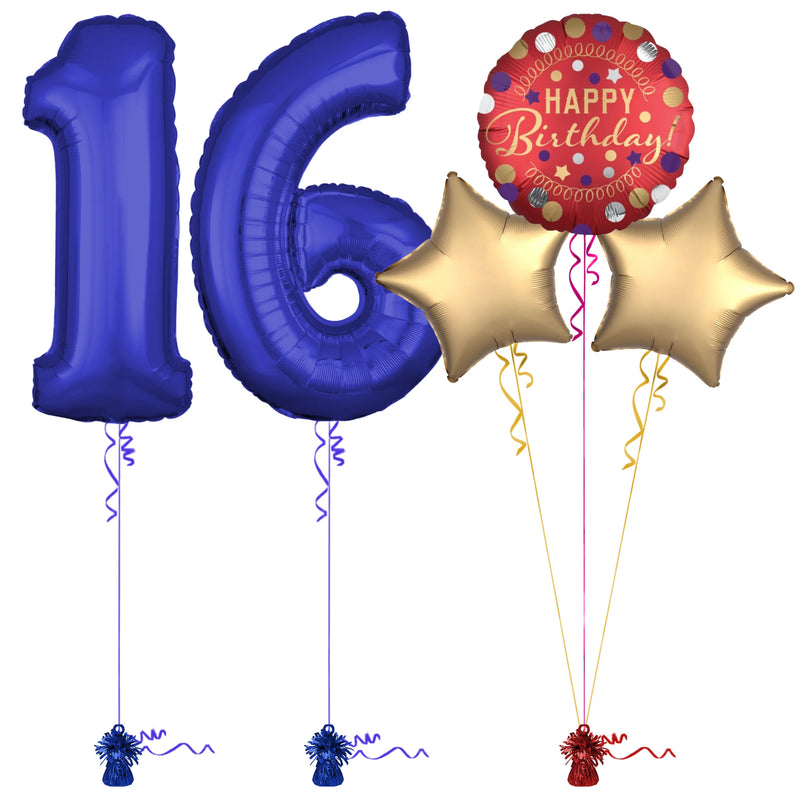 Royal Blue 16th Birthday Balloon Bouquet Set