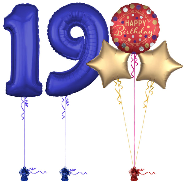 Royal Blue 19th Birthday Balloon Bouquet Set