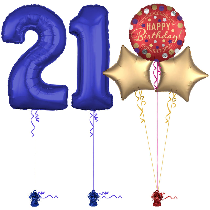 Royal Blue 21st Birthday Balloon Bouquet Set