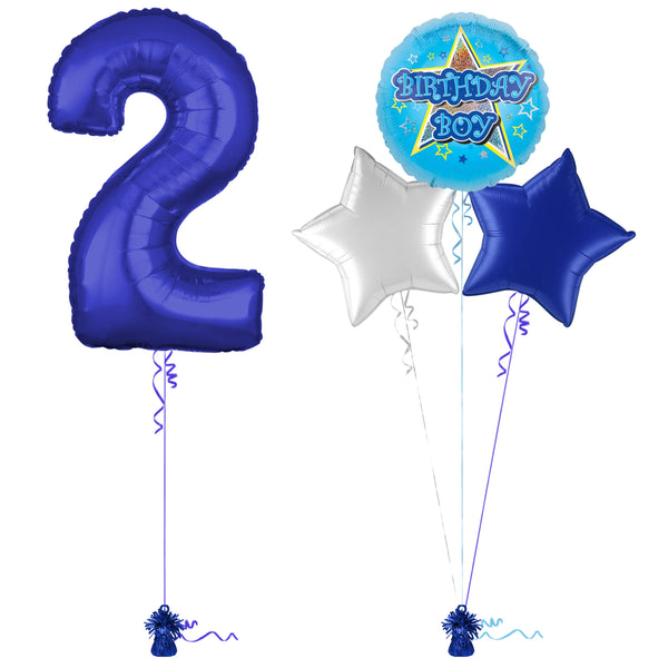 Royal Blue 2nd Birthday Balloon Bouquet Set