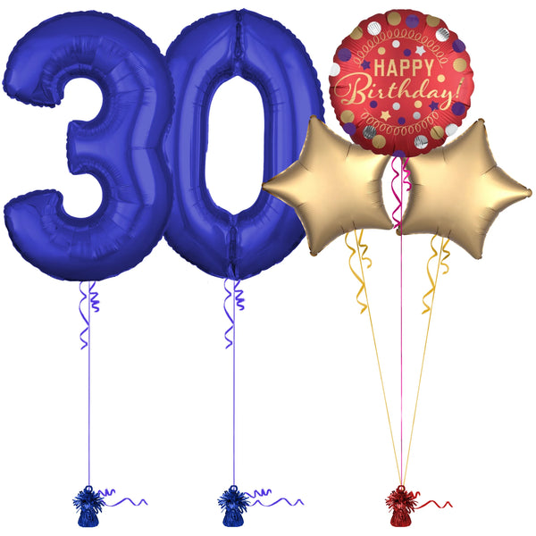 Royal Blue 30th Birthday Balloon Bouquet Set