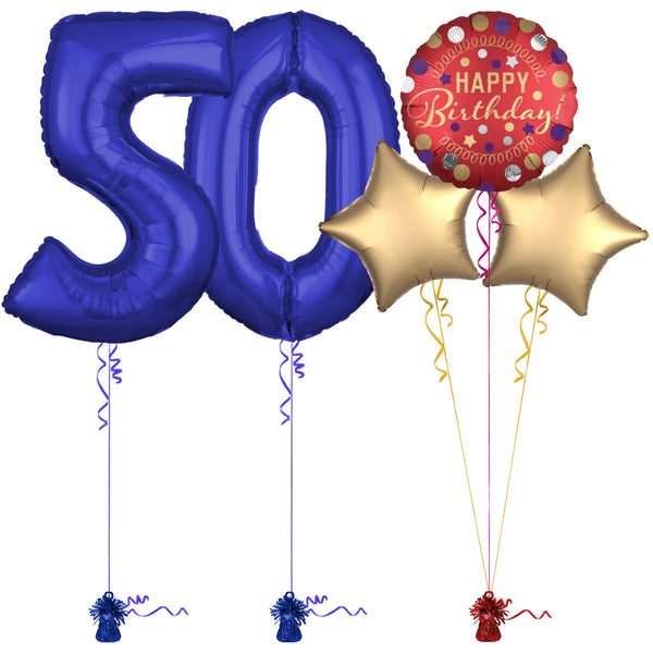 Royal Blue 50th Birthday Balloon Bouquet Set