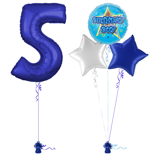 Royal Blue 5th Birthday Balloon Bouquet Set