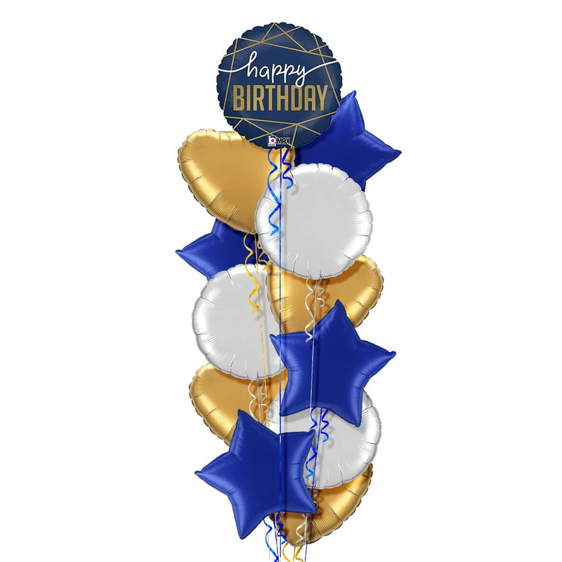 Royal Blue Happy Birthday Balloon Bouquet