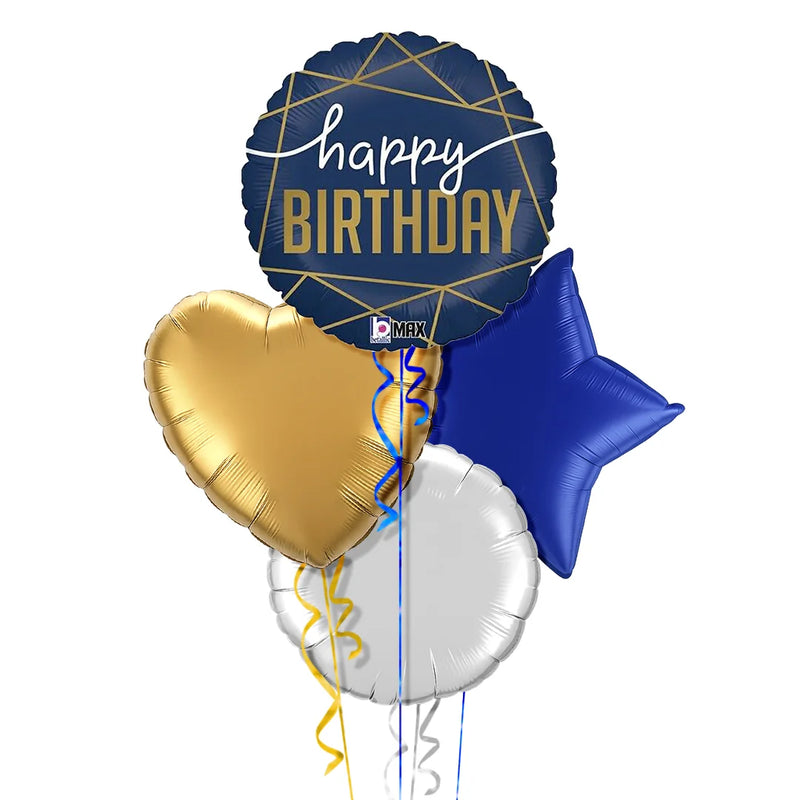 Royal Blue Happy Birthday Balloon Bouquet