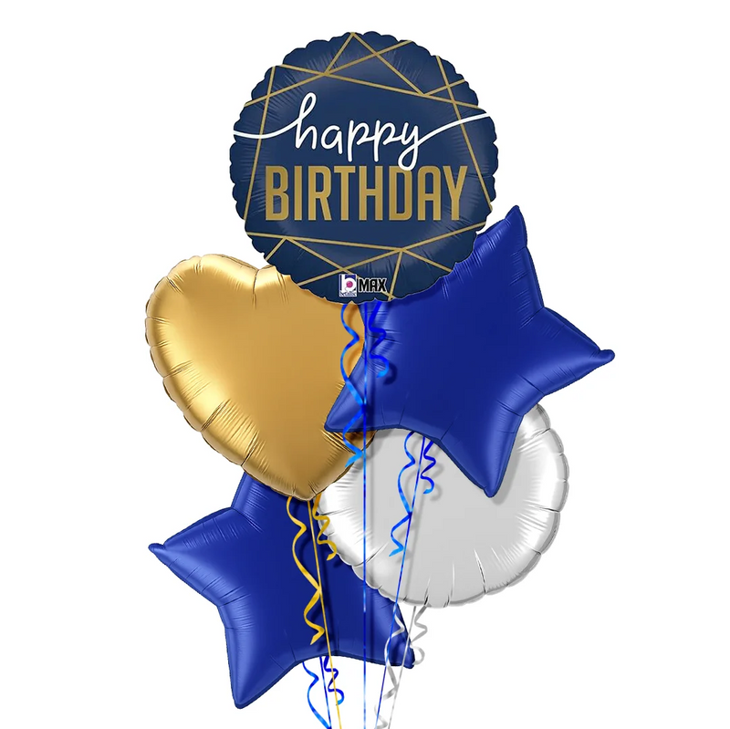 Royal Blue Happy Birthday Balloon Bouquet