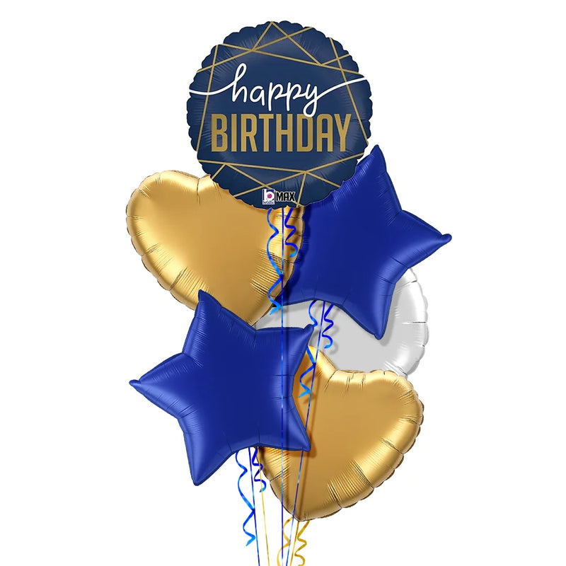 Royal Blue Happy Birthday Balloon Bouquet