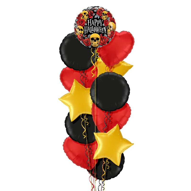 Scary Skulls with Roses Halloween Balloon Bouquet