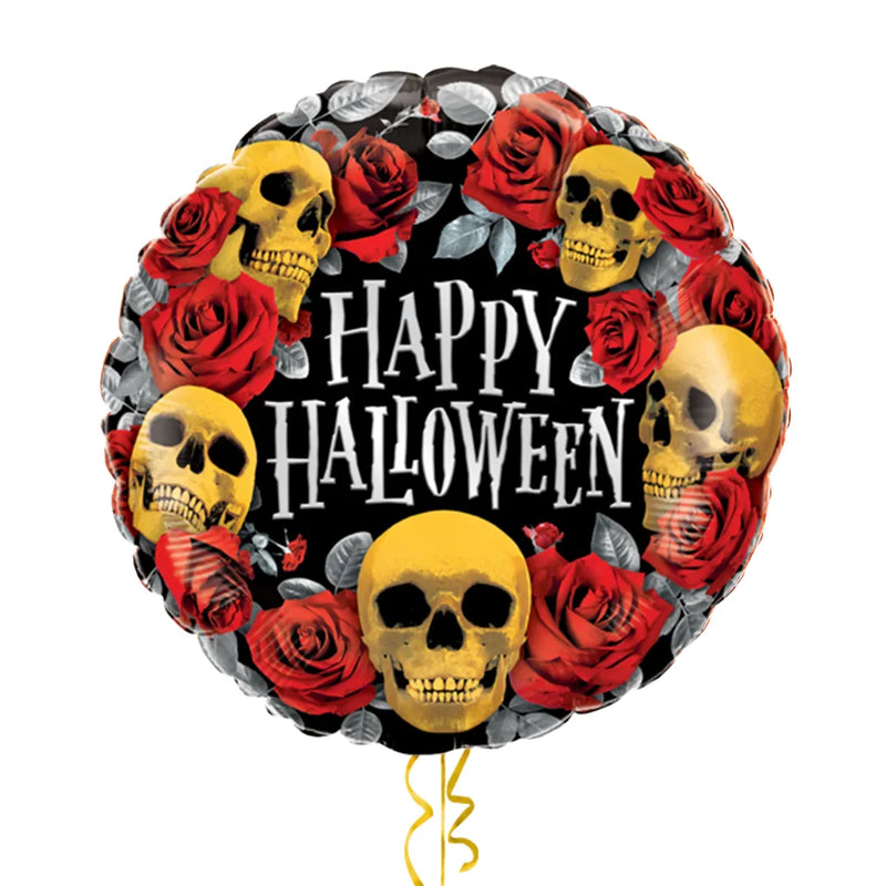 Scary Skulls with Roses Halloween Balloon Bouquet