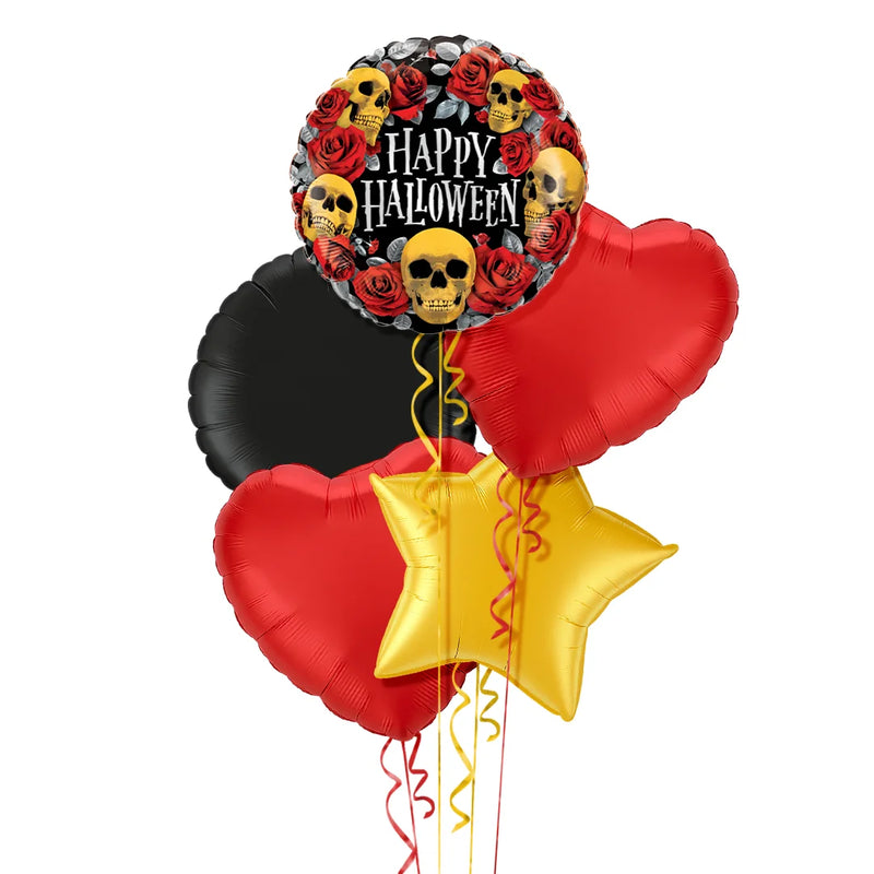 Scary Skulls with Roses Halloween Balloon Bouquet
