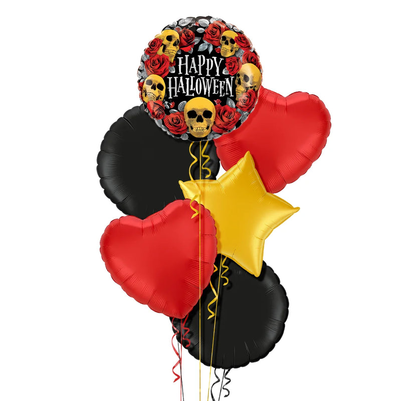 Scary Skulls with Roses Halloween Balloon Bouquet