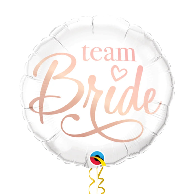 Team Bride White and Rose Gold Foil Balloon Bouquet