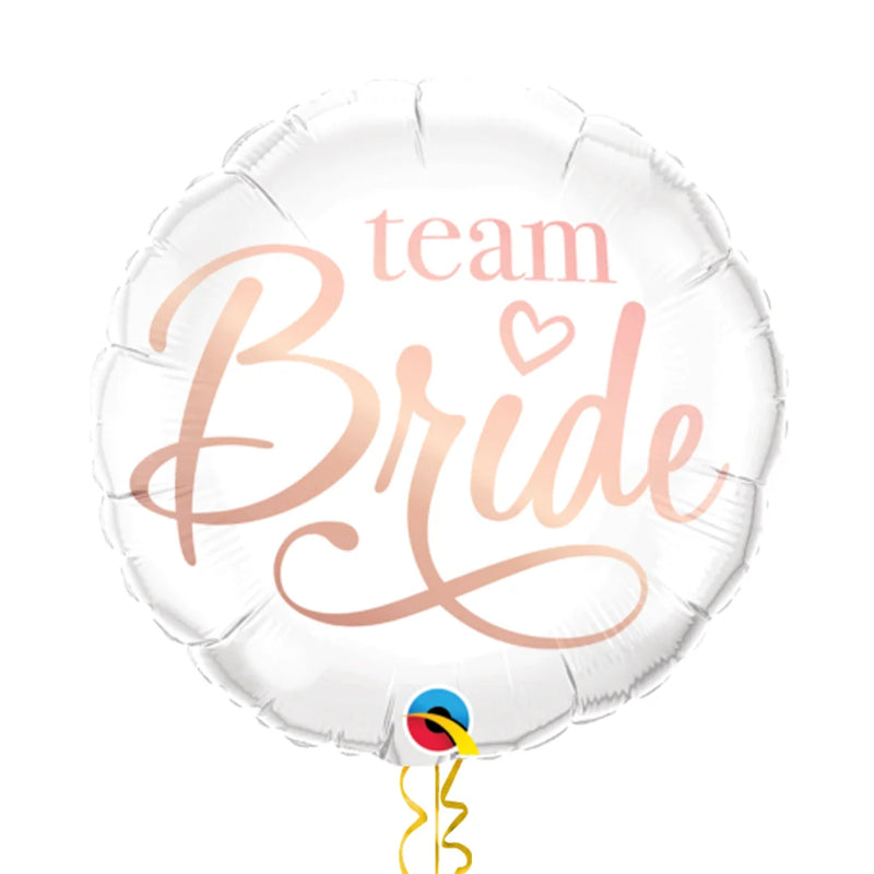 Team Bride White and Rose Gold Foil Balloon Bouquet